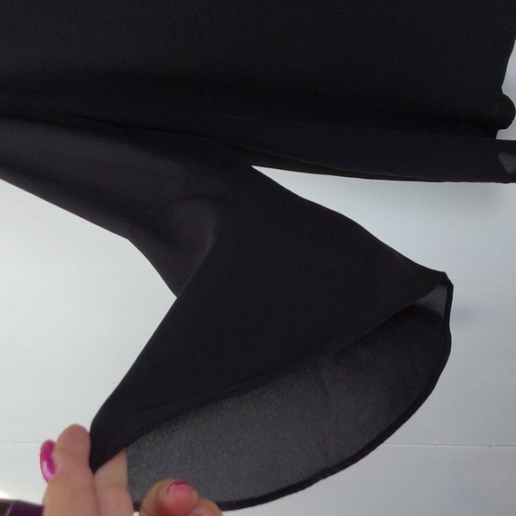 R & R Black Chiffon Semi Sheer Minimalist Top Flowy Classic Evening  Sz.XL - Picture 4 of 6